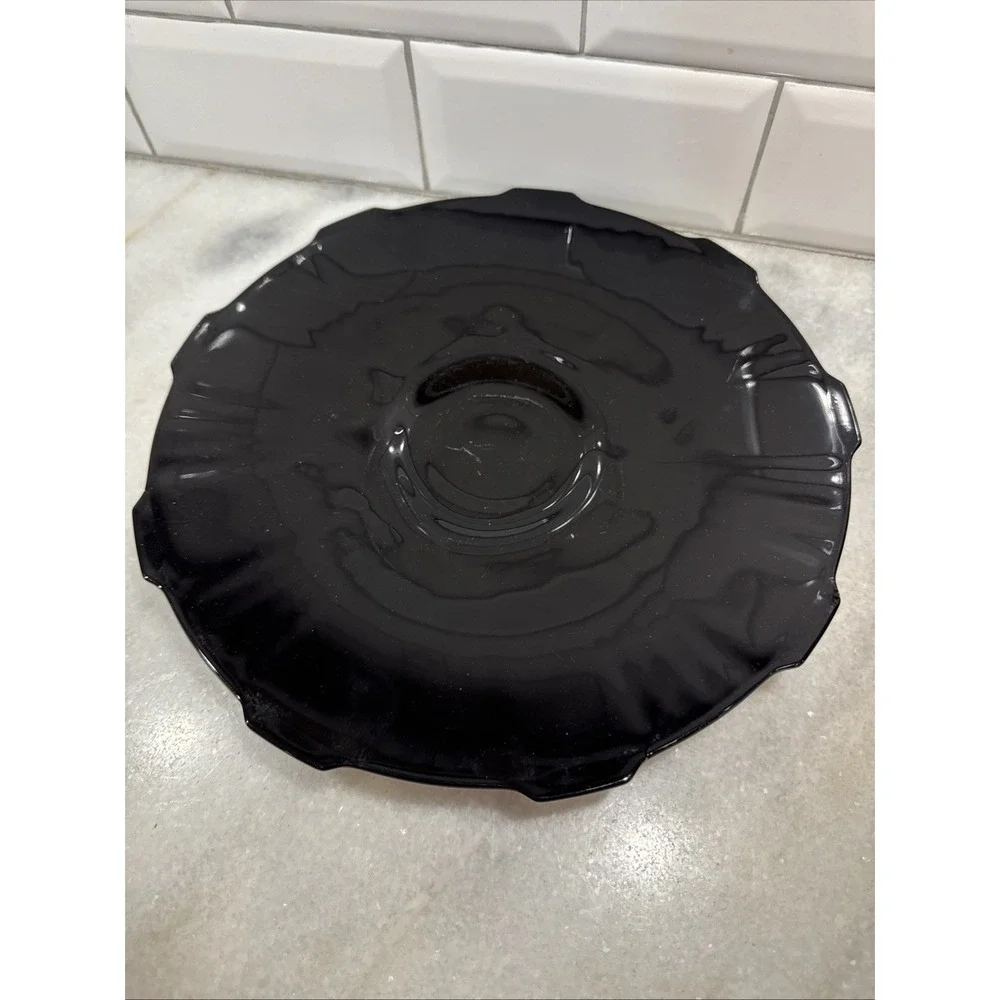 Art Deco 1930's Black Amethyst Serving Bowl And Platter Imperial GlassCo OLA0022